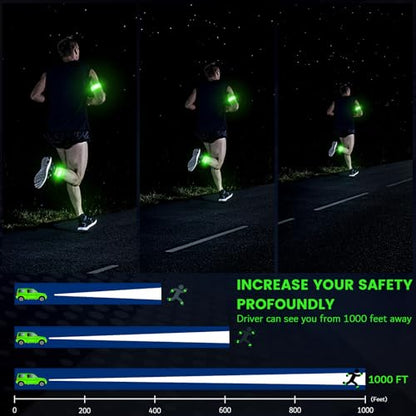 Fokia Kunbio Light Up LED Armband for Running Walking at Night,Reflective Arm Bands for Runners,Rechargeable Jogging Lights,High Visibility Night Running Safety Gear Adjustable Running Women Men Kids - color: Green