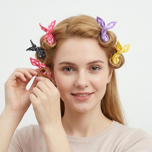 Oruola 10Pcs Silk Rollers for Hair,Satin Pillow Curlers