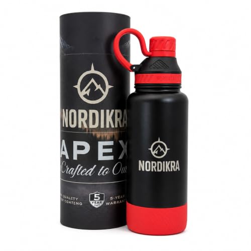 Insulated Stainless Steel Water Bottle, Leakproof, 32oz, Red - color: Red