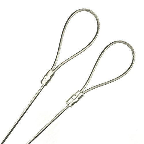 40ft Custom Cut Bare Stainless Steel Grade 304 Wire Rope Cable 1/16 inch Core Diameter 7x7 Construction w/Double Looped Ends Corrosion Flexible and Wear Resistant Cable Breaking Strength 500lb