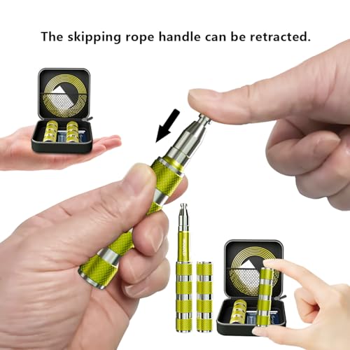 Retractable Jump Rope - No Tool Adjustable, Fits in Pocket, Tangle-Free Steel Cable for Travel & Gym - color: Yellow