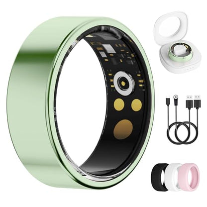 Smart Ring for Women & Men, Health Tracker Ring, Fitness Tracker Ring - color: Green, size: 7#