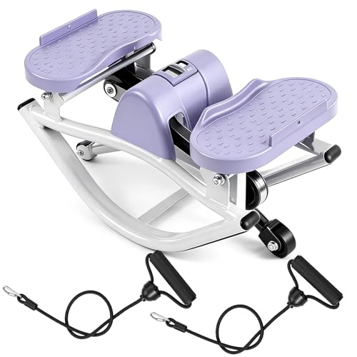 Rock Fitness Stepper for Exercise at Home, Motion Stair Stepper with Resistance Bands for Full Body Workout, Aerobic Workout Machine Fitness Equipment - color: purple