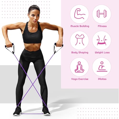 Women Fitness Exercise Equipment Trainer Set Pedal Resistance Band - color: Purple