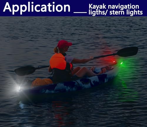 Amzonly 4Pack LED Navigation Lights Kit for Boat Kayak, Stern Light Battery 0perated, Easy Clip on for Night Kayaking, Boating, Canoeing, Paddle Board, Jet Ski, Dinghy, 2Pcs Safety Whistles - color: 2Red 2Green