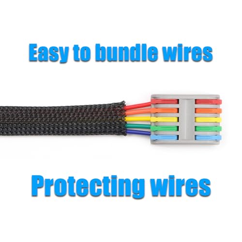 25ft PET Expandable Braided Cable Sleeve 5/8inch(16mm) Pet Braided Cable Sleeve for Audio Video Device Wire Automotive Wire (Black) - color: Black, size: 16mm"(5/8 inch)