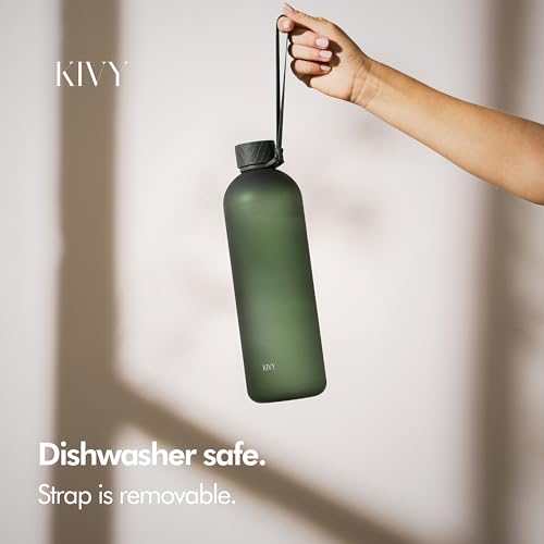 KIVY Large Water Bottle 50oz Tritan - Lightweight & Shatterproof - BPA Free - color: 01 Dark Green, size: 50oz
