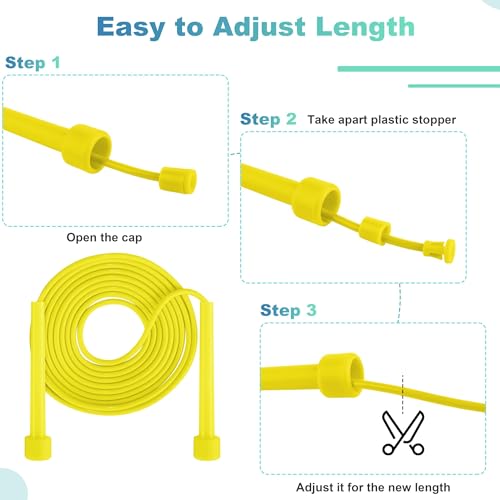 Aodaer PVC Skipping Rope Adjustable Jump Rope for Kids Multicolor Jump Rope Bulk with Plastic Handles Lightweight for Outdoor Fitness Exercise and Weight Loss, Training and Racing