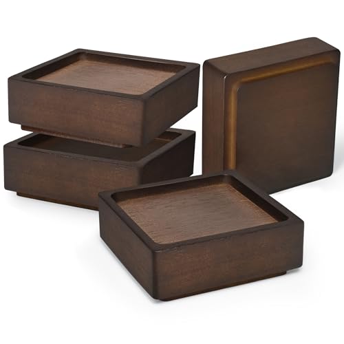 Wood Bed Risers, Heavy Duty Wood Blocks, 1 inch Stackable to 2 inch 3 inch 4 inch High, Furniture Risers for Couch Sofa Cabinet Ottoman End Table (4 pcs Square) - color: 4 Pcs Square
