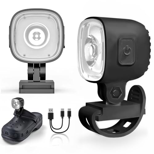 2 Pcs Rechargable Headlights for Croc, Outdoor Waterproof Black LED Flashlight for Shoes, Clip on Crock Light Attachment Charm, Accessories for Camping, Walking, IPX6, 3 Light Modes, Last 20 Hours - color: Black-New, size: 2 PCS