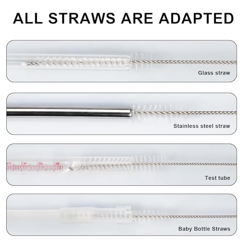 Ixiaoyoo 12 Pcs Straw Cleaner Brushes Set, 8.2 Inch Nylon Cleaning Brush - color: 8.2 Inch White Cleaning Brushes
