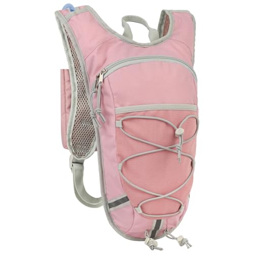 Lightweight Hydration Backpack 2L Water Bladder Pack for Running, Cycling, Hiking – Anti-Theft Water Backpack with Phone Holder, Trekking Pole Holder & Reflective Strips for Men & Women - color: Pink
