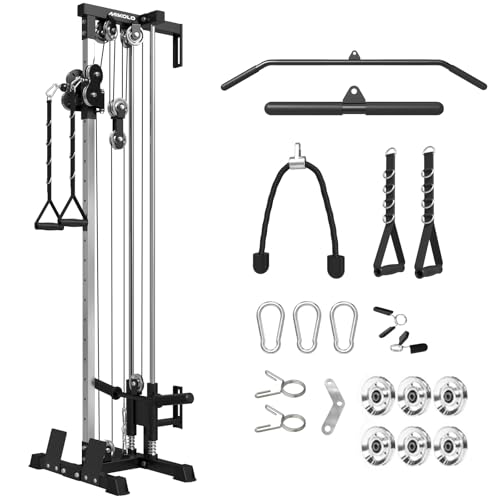 Mikolo Wall Mount Cable Station, Cable Crossover Machine with Dual Pulley System and 19/27 Adjustable Positions for Home Gym Fitness Equipment - color: BLACK, size: G3 Ultra (Aluminum Pulleys)