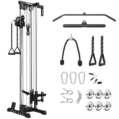 Mikolo Wall Mount Cable Station, Cable Crossover Machine with Dual Pulley System and 19/27 Adjustable Positions for Home Gym Fitness Equipment - color: BLACK, size: G3 Ultra (Aluminum Pulleys)