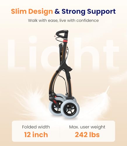 VOCIC Z32 Narrow Walkers for Small Spaces, 8" Quiet Anti-Slip Tires, Tray - color: Black