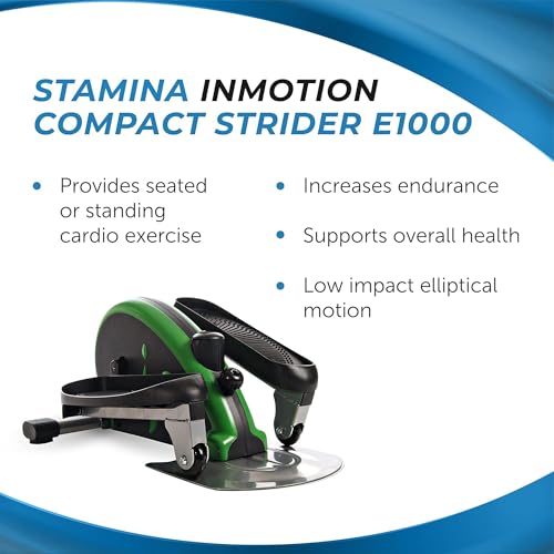 Stamina Inmotion Compact Strider Foot Exercise Machine - Under Desk Elliptical - Standing or Seated Elliptical Fitness Equipment - color: Black/Green