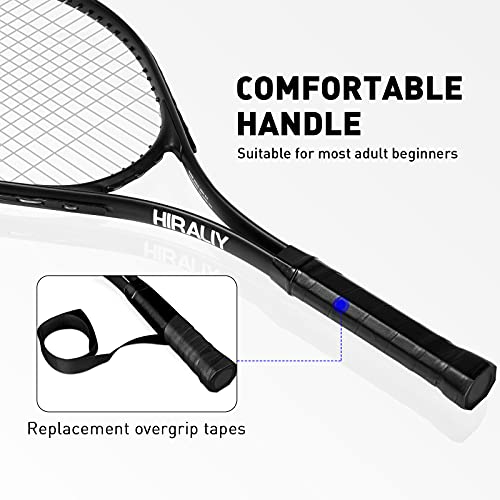 HIRALIY 27-Inch Tennis Racket for Adults with Ball and Carry Bag - color: Light Black-1 Pack
