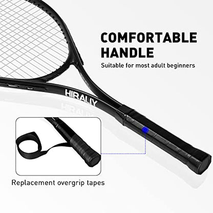 HIRALIY 27-Inch Tennis Racket for Adults with Ball and Carry Bag - color: Light Black-1 Pack