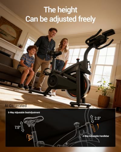 CURSOR FITNESS Exercise Bike, Stationary Bikes for Home with Brake Pad - color: Black