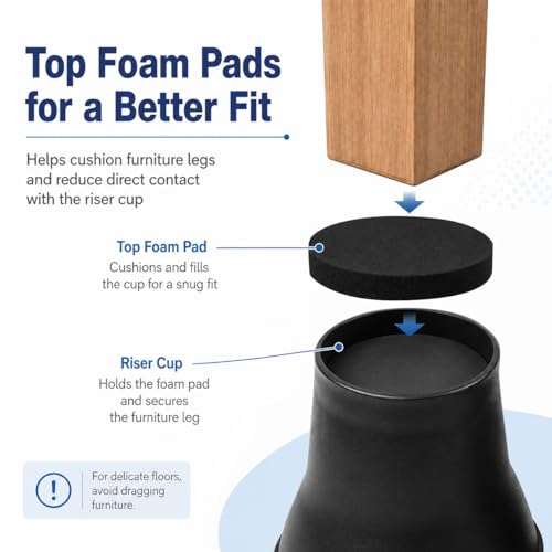 BTSD-home Bed Risers 6 Inch, 4 Pack - color: 6 Inch, size: 4 Pack