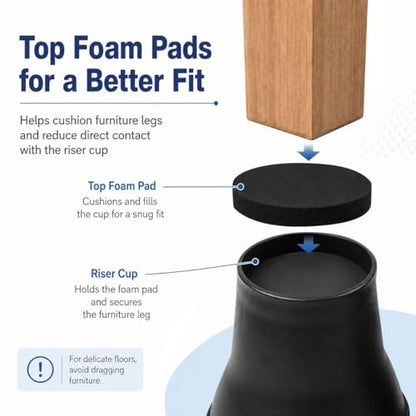BTSD-home Bed Risers 6 Inch, 4 Pack - color: 6 Inch, size: 4 Pack