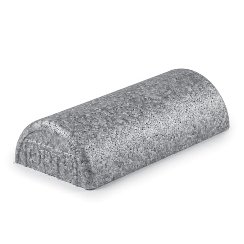 OPTP Silver AXIS Moderately Firm Foam Roller – Half-Round, Silver, 12" x 3" - size: 12" x 3" Half-Round