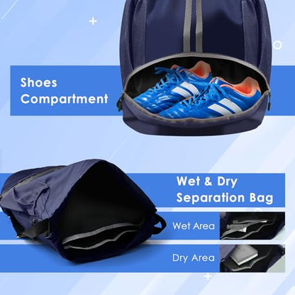 BROTOU Soccer Bags, Football Backpack, Volleyball Bag, Drawstring Backpack - color: Dark Blue