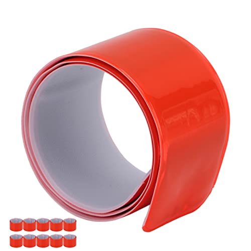 BORDSTRACT 10PCS Reflective Snap Bands, Reflective Wristband, High Visibility Slap Safety Bands for Clothing, Sports, Running, Jogging and Riding(Orange)