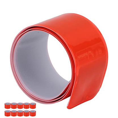 BORDSTRACT 10PCS Reflective Snap Bands, Reflective Wristband, High Visibility Slap Safety Bands for Clothing, Sports, Running, Jogging and Riding(Orange)