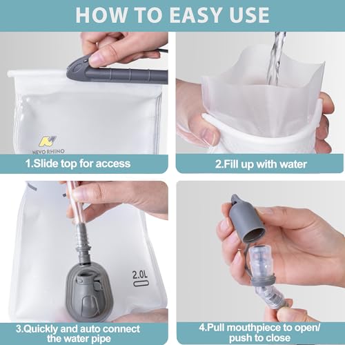 N NEVO RHINO Hydration Bladder 1.5L-3L Kit, Water Bladder for Running Vest - color: 2L-White