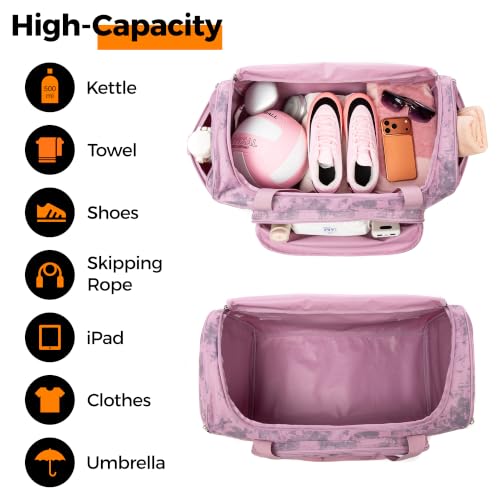 Uarition Gym Bag for Men & Women - 50L Duffle Bag for Travel, Pink Tie-Dye - color: Dusty Pink Tie-Dye