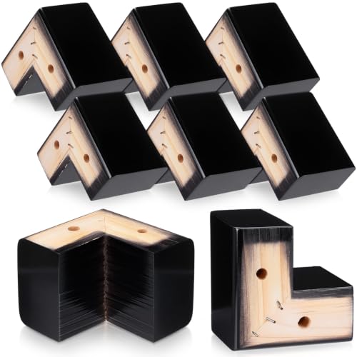 Geelin 8 Pack Wooden Furniture Risers 3 Inch High L‑Shaped Bed Risers with Metal Screws and Anti-Slip Pads Furniture Legs Couch Legs Replacement Sofa Feet for Coffee Table Bed Dresser (Black) - color: Black, size: 3 Inch