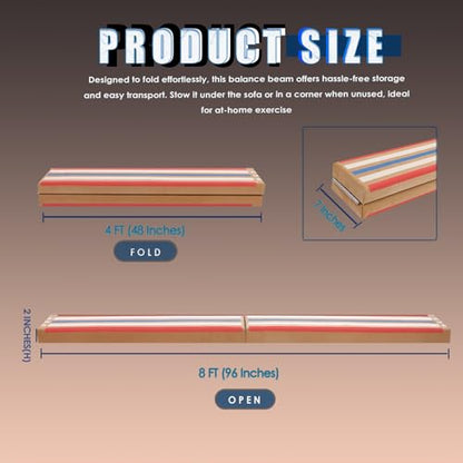 8 FT Floding Floor Balance Beam Gymnastics with Laser Guide for Kids