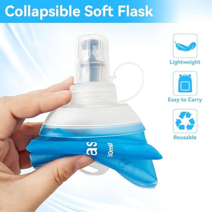 Sport Soft Water Bottle, TPU Collapsible Flask Foldable Bottles for Hydration Pack, BPA-Free, for Running Hiking Cycling Climbing (150ml) (Blue) - color: Blue