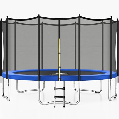 JELENS Trampoline 8FT 10FT 12FT 14FT 15FT, Outdoor Trampolines with Enclosure Net, Recreational Anti-Rust Trampolines for Kids and Adults, ASTM Approved - color: Blue, size: 15FT