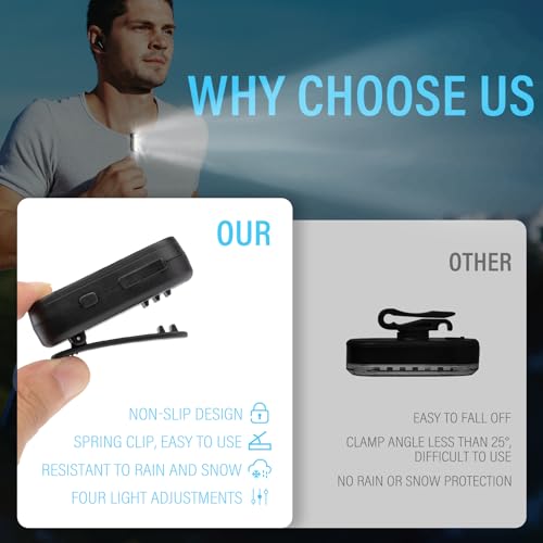 Running Light, Rechargeable Clip-On Flashlights for Night Walking, 2 PCS