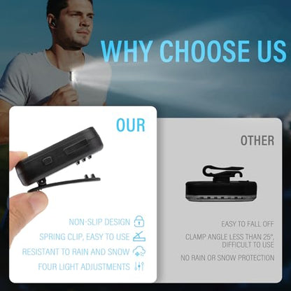 Running Light, Rechargeable Clip-On Flashlights for Night Walking, 2 PCS