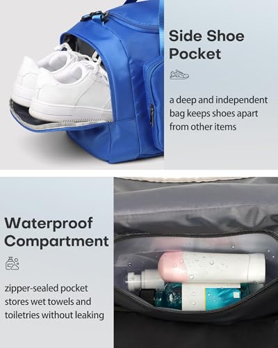 HOTOR Gym Bag, Duffle Bag with Shoe Compartment, Blue 20.5x11x10.6 Inch - color: Blue, size: 20.5" x 11.0" x 10.6"