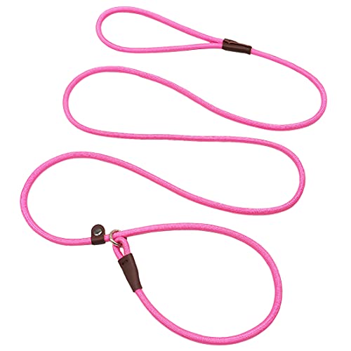 MayPaw Slip Lead Control Leash for Dogs No Pull, 13+ Colors Classic Dog Lead 7FT Pet Slip Leash, 1/4” Rope Leashes for Small Medium Animals (7ft*1/4", Pink) - color: pink