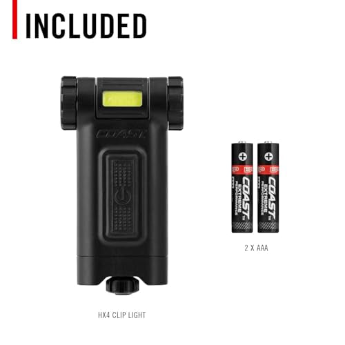 Coast HX4 80 Lumen Dual Color (White & Red) Magnetic LED Clip Light with Beam Rotation, Black