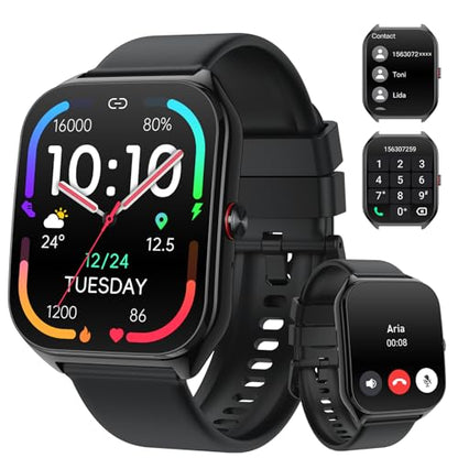 2026 AI Smart Watch for Men Women with ChatGPT, 1000mAh Fitness Tracker - color: Drill black