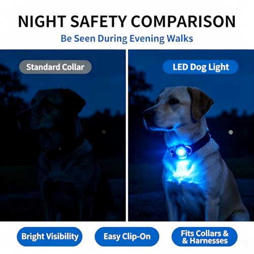 LaRoo Dog Collar Light, 13g Ultra-Light USB Rechargeable LED Dog Lights, IPX6 Waterproof 3 Modes Clip-On Pet Safety Light for Night Walking, Hiking & Camping - Blue - color: Blue