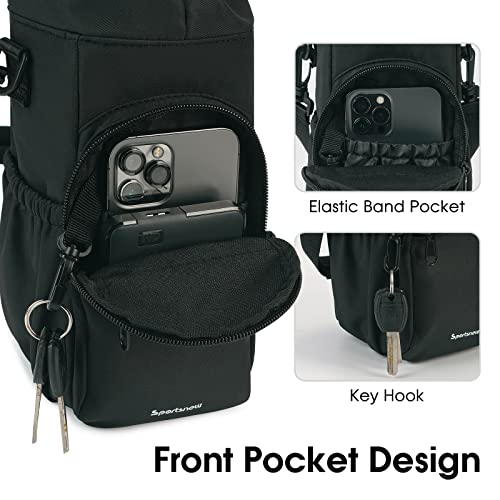 sportsnew 40oz Crossbody Water Bottle Bag for Gym Hiking - color: Black