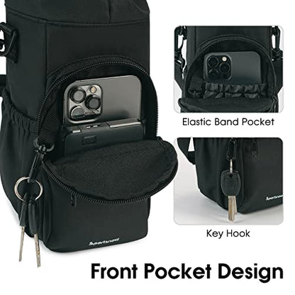 sportsnew 40oz Crossbody Water Bottle Bag for Gym Hiking - color: Black