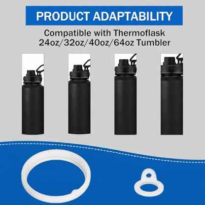 Water Bottle Lid Replacement for Thermoflask 24/32/40/64oz, Straw Gasket Replacement Accessories & Tweezers Silicone O Ring Rubber Seal Washer Part Compatible with Thermoflask Chug Spout Lid