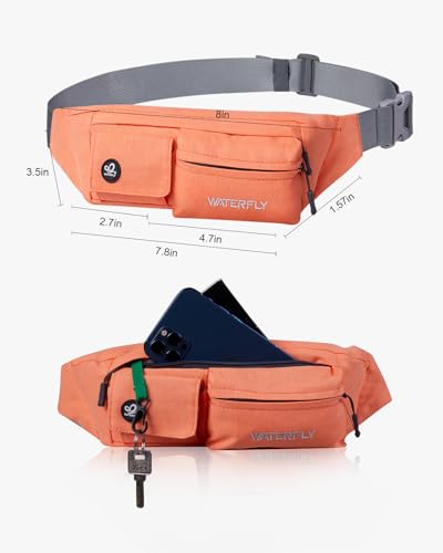 WATERFLY Small Fanny Pack for Women Men, Crossbody Travel Waist Bag Orange - color: Orange