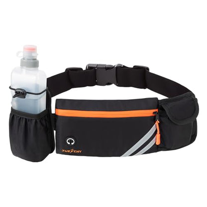 Running Belt with Water Bottle Holder: Detachable Bottle Pouch - Slim Running Belt - Large Capacity No Bounce for Walking(Bottles NOT Included)