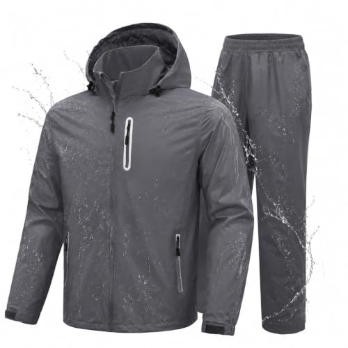 Men Women Rain Suits Waterproof Rain Gear Jacket and Pants for Golf Fishing - color: Grey, size: Small