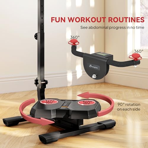 Soozier Foldable Ab Twister Board Screen Twist Shape Abs Trainer - color: Red