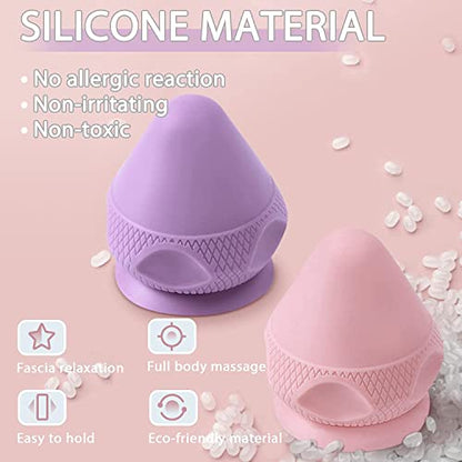 Manual Massage Ball Set, 2 PCS Deep Tissue Trigger Point Massage Myofascial Release Balls, Silicone Physical Therapy Balls, Massage Therapy Tools for Deep Muscles, Sore Muscles, Muscle Knots (Pink) - color: Pink